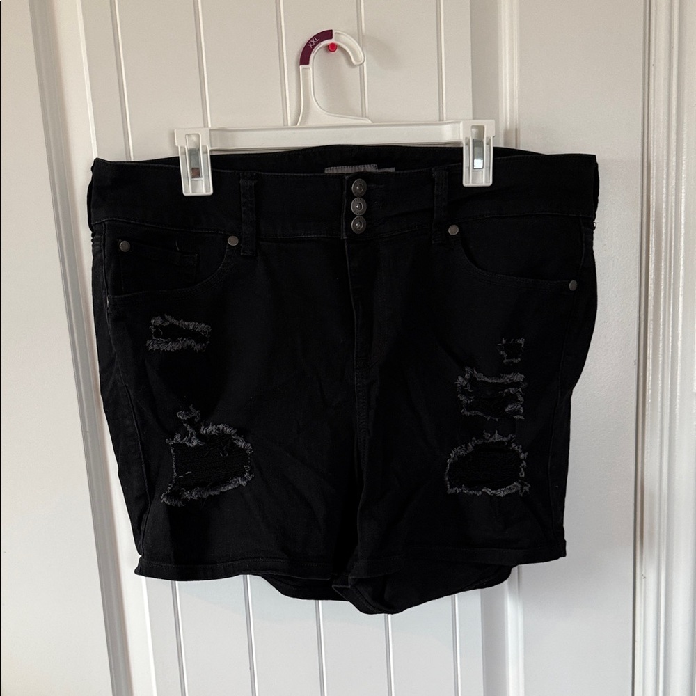 Torrid Black Distressed Jean Shorts